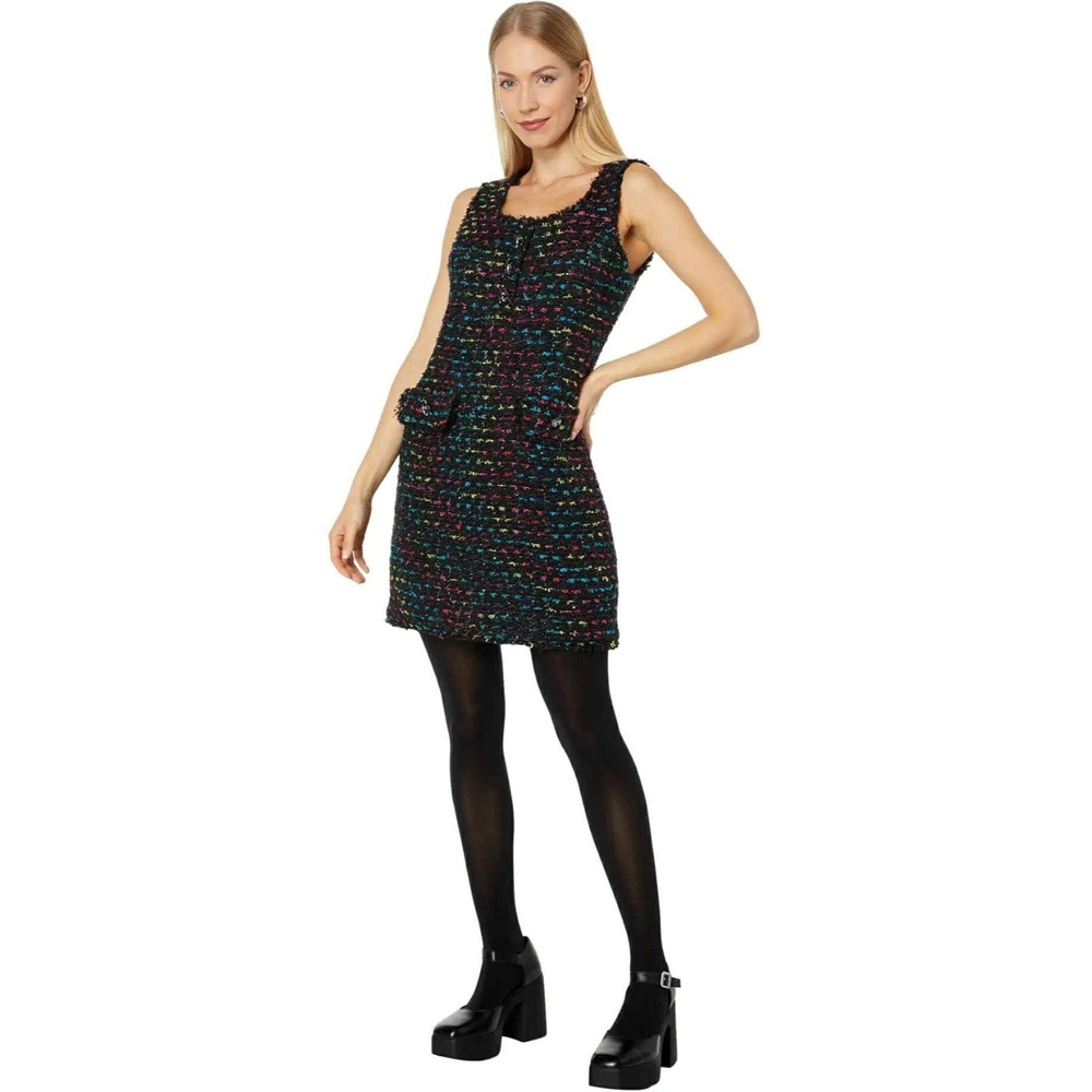 NEW Kate Spade Black Multi-Color Tweed Mainline Metallic Dress size 10‎ corpcore